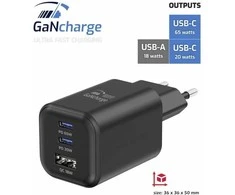 Swissten Travel Charger GaN 2x USB-C / PD USB-A / 18W QC / 65W