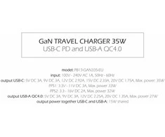 Swissten kelioninis įkroviklis GaN USB-C 35W PD / USB-A 27W QC