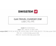 Swissten Kelioninis įkroviklis GaN USB-C 35W PD