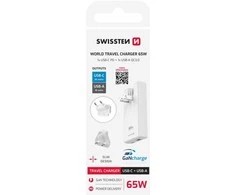 Swissten Travel Charger GaN USB-C / USB 65W