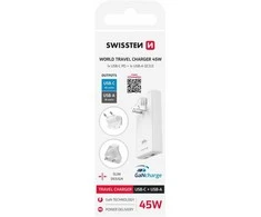 Swissten Travel Charger GaN USB-C / USB 45W (US/EU/UK)