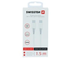 Swissten USB-C - USB-C 5A/100W Maitinimo tiekimas 1,5 m balta