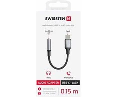Swissten USB-C į 3,5 mm lizdą jungiantis garso adapteris, 15 cm