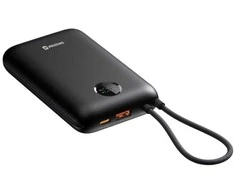 „Swissten Voltbox“ 35 W išorinė baterija (30000 mAh) su integruotais USB-C ir „Lightning“ laidais