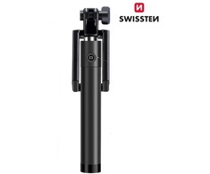 Swissten asmenukių lazda su laidu Wired Selfie Stick 81cm su valdymo mygtuku (Juoda)