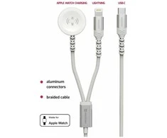 Swissten belaidis įkroviklis 2in1 Apple Watch ir Lightning USB-C 1,2m