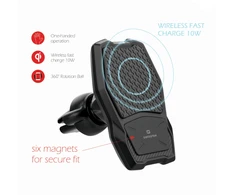 Swissten WM1-AV3 oro ventiliacinis automobilio laikiklis su belaidžiu įkrovimu + 1,2 m mikro USB laidu