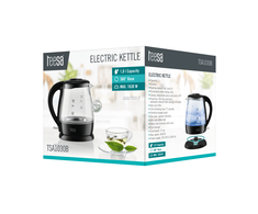 TEESA elektrinis virdulys, stiklas, 1650 W, juodas, 1 L