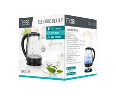 TEESA elektrinis virdulys, stiklinis, 2200 W, juodas, 1.7 L
