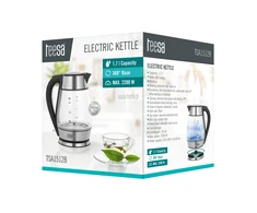 TEESA elektrinis virdulys, stiklas + inox, 2000 W, juodas, 1.7 l