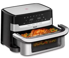 Gruzdintuvė Tefal Dual Easy Fry Flex EY922D 9 L Stand-alone Hot air fryer Juodas, Nerūdijantis plienas