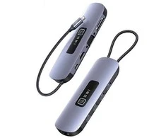 USAMS adapteris šakotuvas 10in1 3xUSB 3.0/TF/SD/USB-C/HDMI/RJ45/VGA PD100W pilka/tamsiai SJ644HUB01