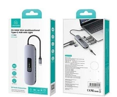 USAMS adapteris šakotuvas 10in1 3xUSB 3.0/TF/SD/USB-C/HDMI/RJ45/VGA PD100W pilka/tamsiai SJ644HUB01