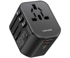 USAMS Adapteris network 2xUSB+1xUSB-C T59 20W4in1 US/AU/EU/UK juodas/juodas CC179TC01 (US-CC179) Univers