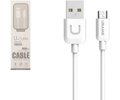 USAMS kabelis U-Turn microUSB 1mbaltos spalvos 2A MICUSBXD02 (US-SJ098)