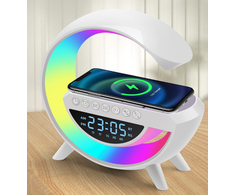 „Energy Sistem Wolulu AS-50195“ naktinė lemputė su belaidžiu įkrovikliu / „Bluetooth“ garsiakalbiu / žadintuvu / LED / RGB