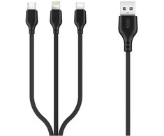 XO kabelis NB103 3in1 USB - Lightning + USB-C + microUSB 1,0 m 2,1A juodos spalvos