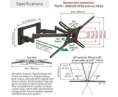 Laikiklis BARKAN BM466XP 13-65" TV, 4 lankstų, sieninis, prailgintas, juodas