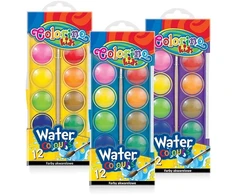 Akvareliniai dažai COLORINO, 12 spalvų rinkinys + teptukas