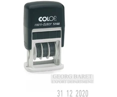 Antspaudas COLOP Mini Dater S160 D03, korpusas juodos spalvos, su bespalve pagalvėle