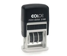 Antspaudas COLOP Mini Dater S160 D03, korpusas juodos spalvos, su bespalve pagalvėle