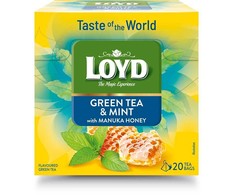 Aromatizuota žalioji arbata LOYD mėtos ir Manuka medaus skonio, 20x1,7g