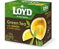 Aromatizuota žalioji arbata LOYD, su citrinų žievelėmis ir citrinžole, 20 x 1.5g