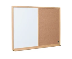 Baltoji magnetinė ir kamštinė lenta BI-OFFICE EARTH Combo 90x60, ąžuolo rėmas