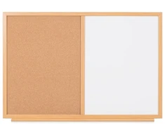 Baltoji magnetinė ir kamštinė lenta BI-OFFICE EARTH Combo 120x90, ąžuolo rėmas