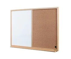 Baltoji magnetinė ir kamštinė lenta BI-OFFICE EARTH Combo 90x60, ąžuolo rėmas