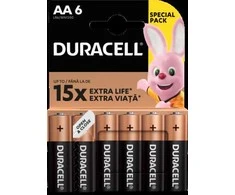Baterijos DURACELL AA, LR6, 6vnt