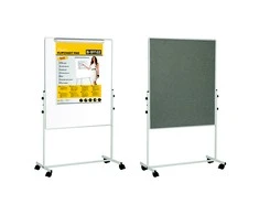 Mobilioji dvipusė lenta BI-OFFICE 70x120, baltoji magnetinė ir pilko veltinio, aliuminio rėmas