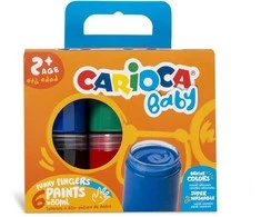 Dažai piešti pirštais mažyliams CARIOCA BABY 2+, 6 x 80 ml