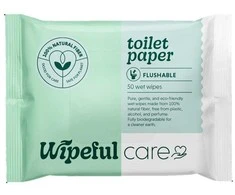 Drėgnas tualetinis popierius WIPEFUL Care, 50 vnt.