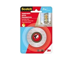 3M Dvipusė skaidri montavimo juostelė Scotch 4004 TRANSPARENT, 19 mm x 1,5 m