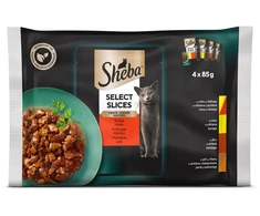 Ėdalas katėms SHEBA, įvairios mėsos rinkinys, maišeliuose, 4 x 85 g
