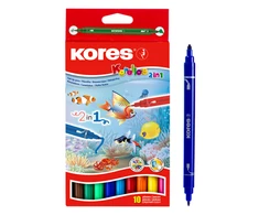 Flomasteriai dvipusiai KORES KORELLO 2 in 1, 10 vnt., dvipusiai