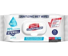 Go Wipes Drėgnos servetėlės GOWIPES Antibact Steril BIO 50 vnt.