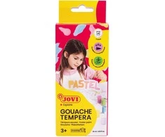 Guašas tempera JOVI, 15 ml, 6 pastelinių spalvų rinkinys su teptuku