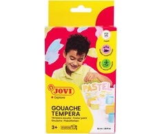 Guašas JOVI TEMPERA, 35 ml, 6 pastelinių spalvų rinkinys su teptuku
