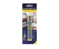 Skystos kreidos žymekliai SECURIT, 1–2 mm., 2 vnt., auksinė ir sidabrinė sp.