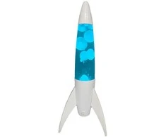 Itotal Lava lempa Rocket su baltu pagrindu, mėlynu skysčiu ir baltu vašku, 44x16x16 cm