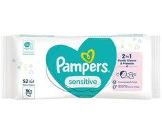 Pampers Sensitive Servetėlės Kūdikiams, 52 Servetėlės