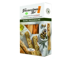 La Focaccina Bo Duonos lazdelės FOCACCINA, Olive Taggiasche, su alyvuogėmis, ryžių aliejumi, 100 g