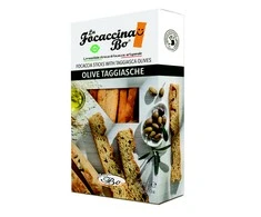 La Focaccina Bo Duonos lazdelės FOCACCINA, Olive Taggiasche, su alyvuogėmis, ryžių aliejumi, 100 g