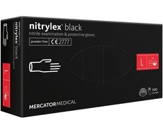 Rękawice Mercator Vienkartinės pirštinės NITRYLEX PF, nitrilinės, nepudruotos, juodos spalvos, L, 100 vnt.