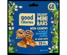 Mini riešutų batonėliai GOOD CALORIES, su mėlynėmis, 102 g