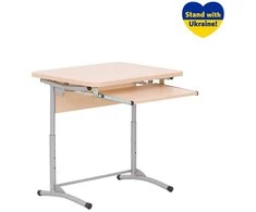 Mokyklinis stalas NOWY STYL, 172/1A (SL) ALU, vienvietis su ištraukiamu stalčiumi