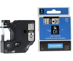 Pakaitalas Juostelė DYMO D1, 12 mm x 7 m, balta ant juodos