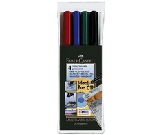 Permanentinis žymeklis CD/DVD diskams FABER CASTELL MULTIMARK M, 4 sp. komplektas